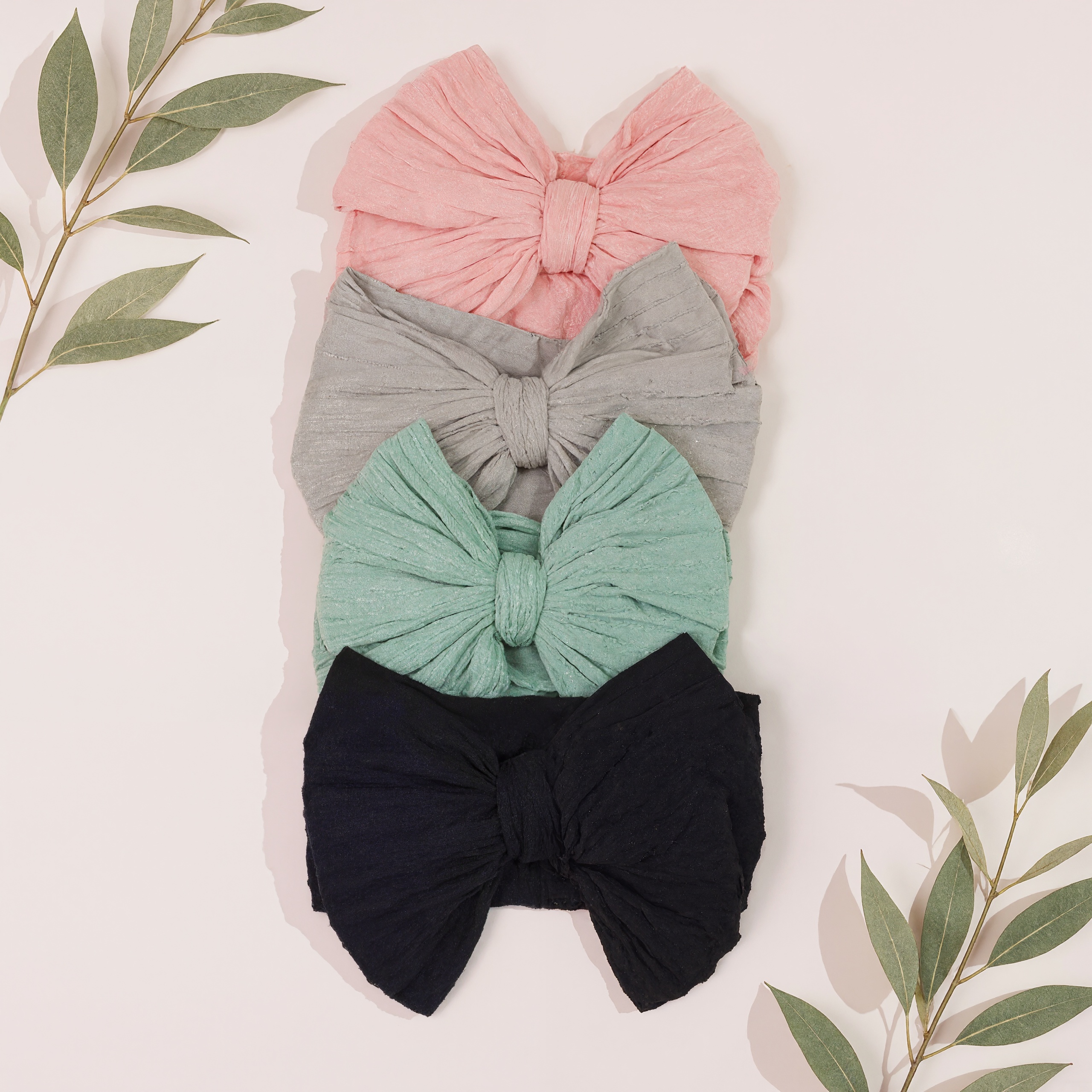 Stretchy Soft Knot Headbands With Hair Bows For Toddlers