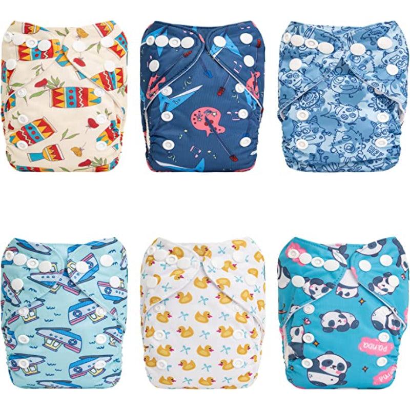 6 Pcs Newborn Pocket Cloth Diapers With 12 Insert Set-Children Cloth Shop