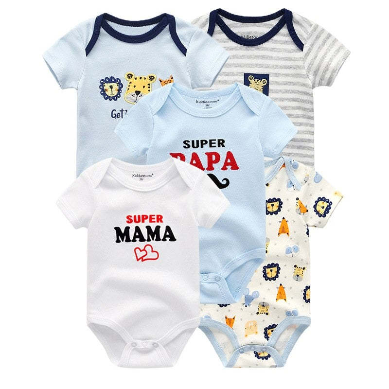 5Pcs Multicolor Unicorn Girls Bodysuit Sets-Children Cloth Shop