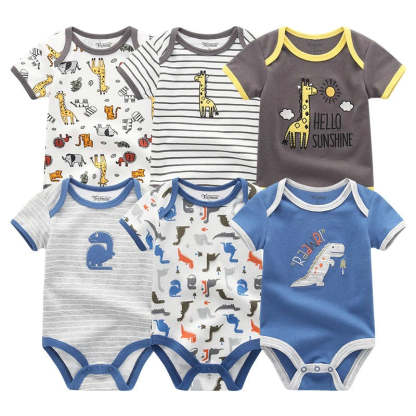 Multicolor Short Sleeve Unisex Baby Rompers-Children Cloth Shop