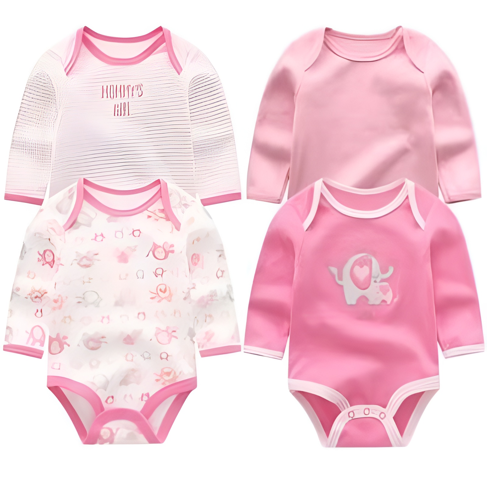 4Pcs Cartoon Print Long Sleeve Jumpsuit