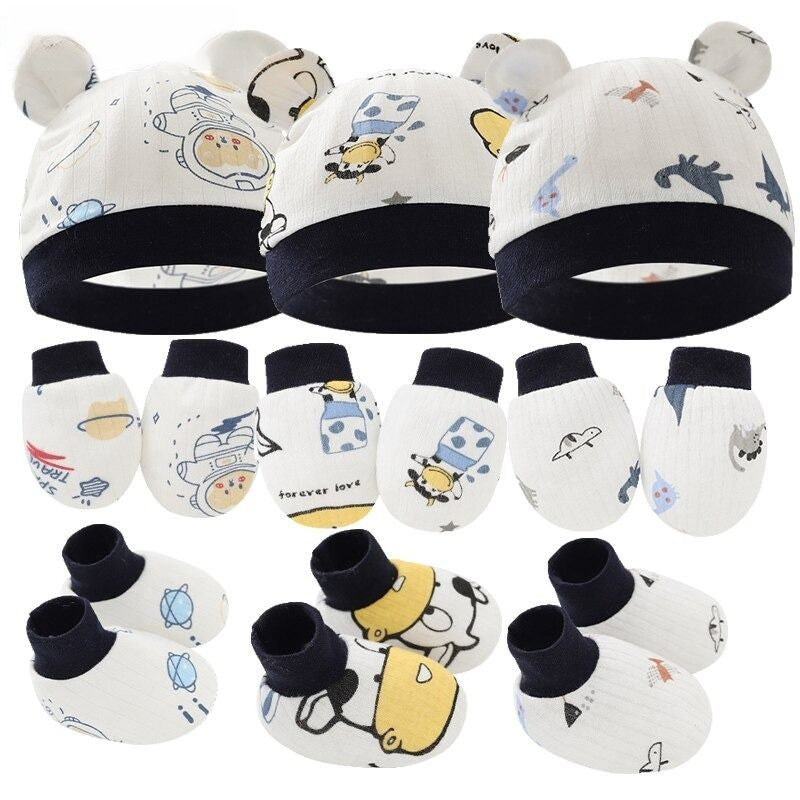 New Born Baby 3 Pcs Hat, Gloves And Foot Cover Set-Children Cloth Shop
