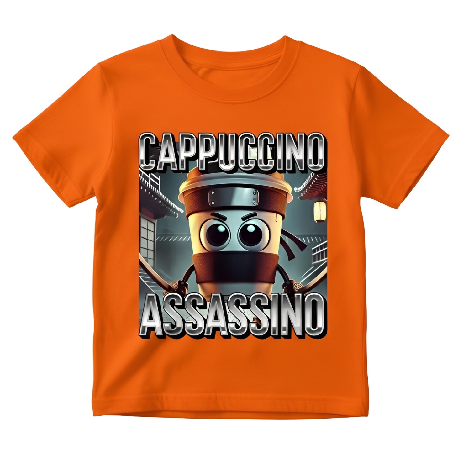 Cappuccino Assassino Coffee Cartoon Pattern Print Tshirt for Boys