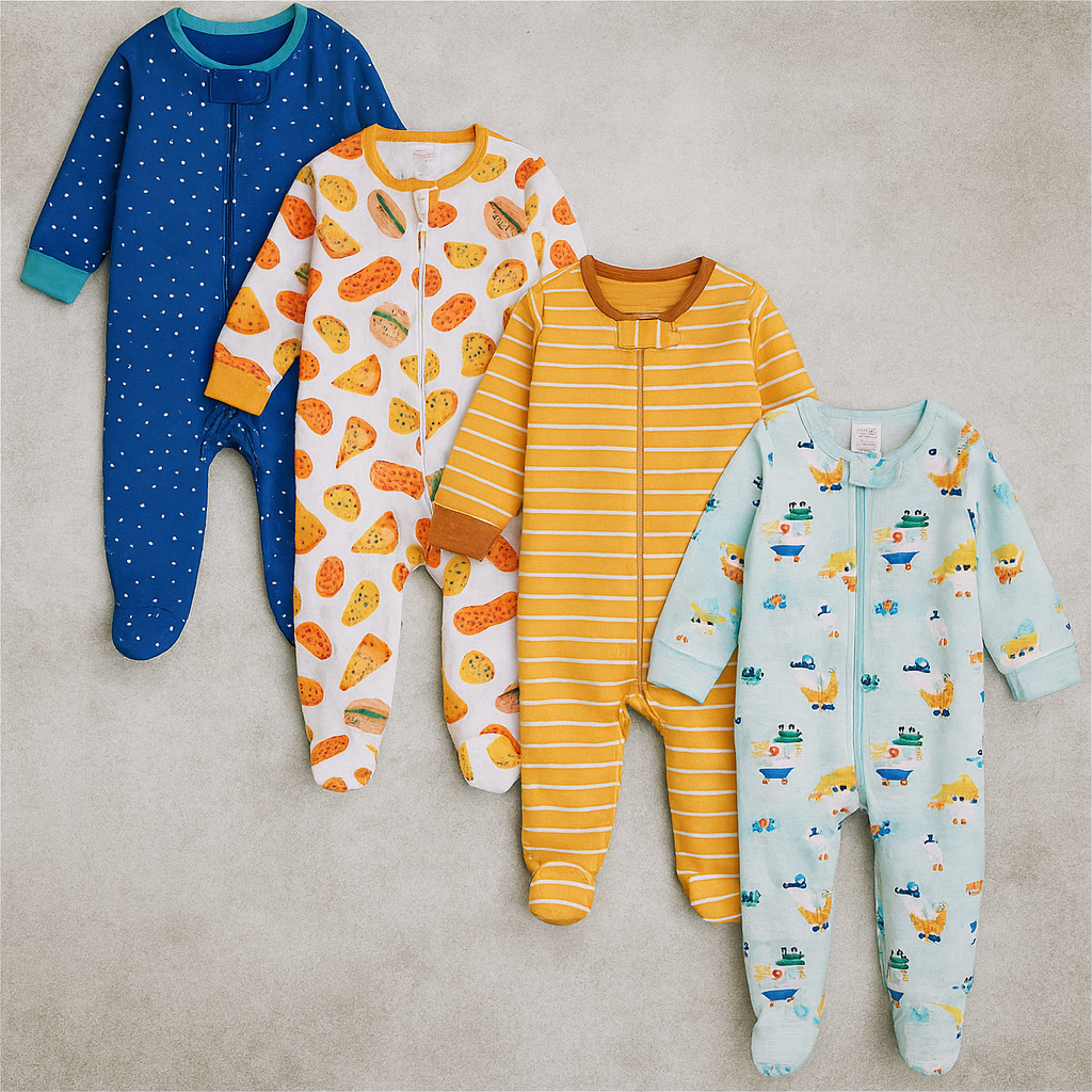 Baby Boys 4 Pack Sleep N Play Footies