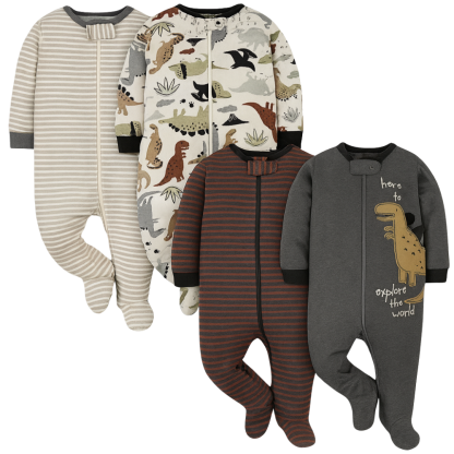 Four Pack Baby Boys Sleep And Play Footies