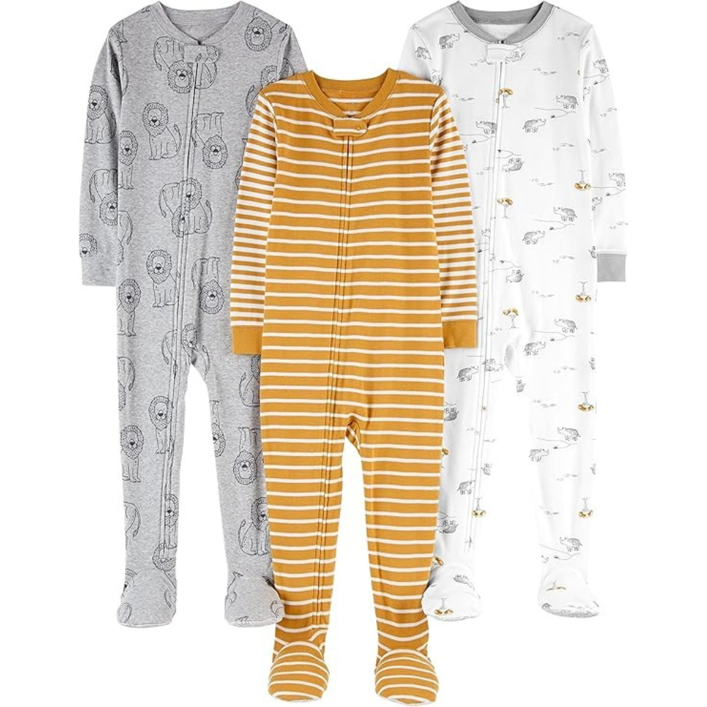 Pack of 3 Snug Fit Footed Cotton Pajamas