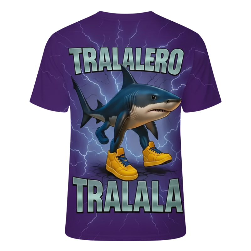 Casual Tralalero Shark Graphic T Shirt For Boys