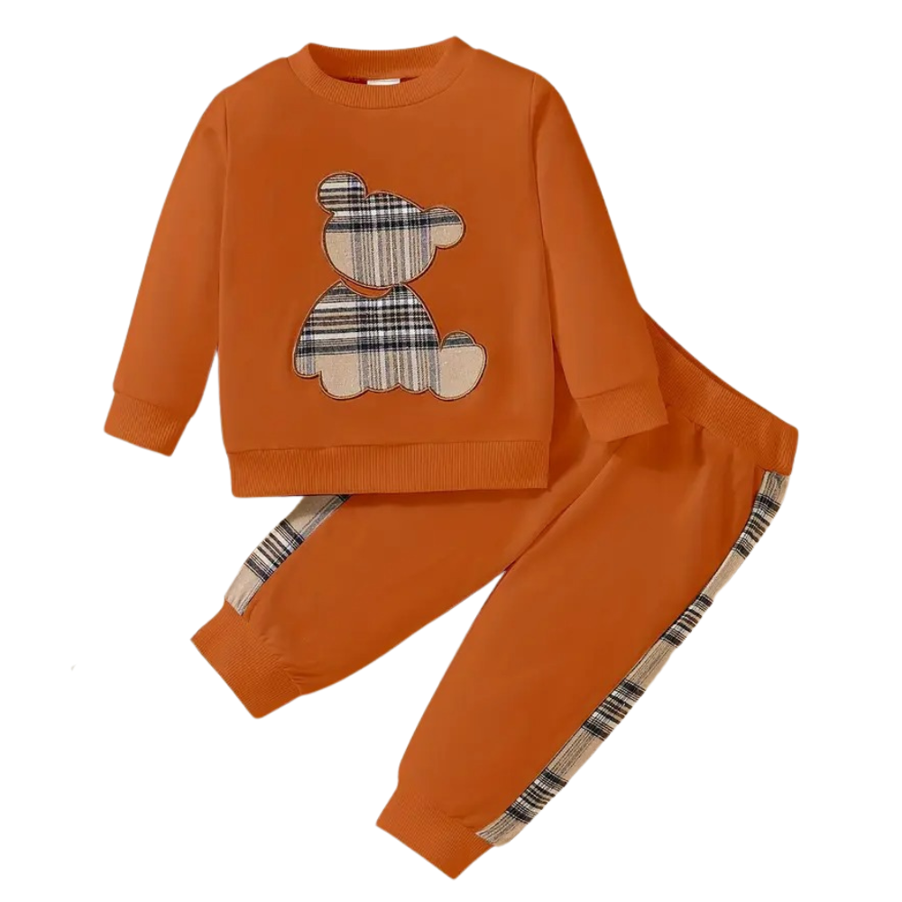 Bear Embroidery Toddler Two Piece Outfit Set