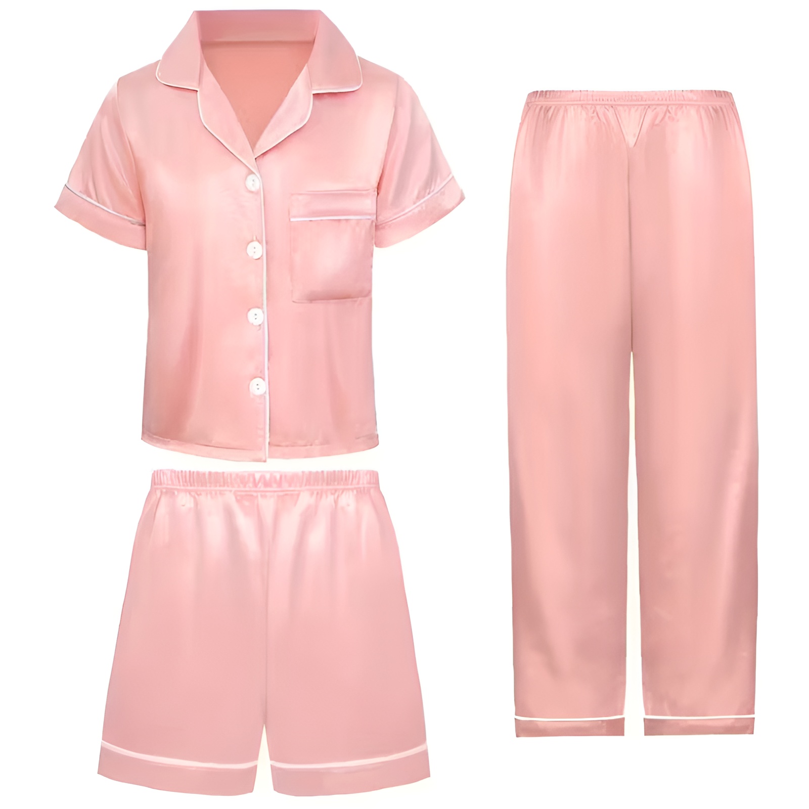 Autumn Satin Short Sleeve Pajama Set