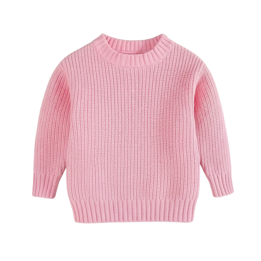 Long Sleeve Cable Knit Pullover For Baby With Button Closure