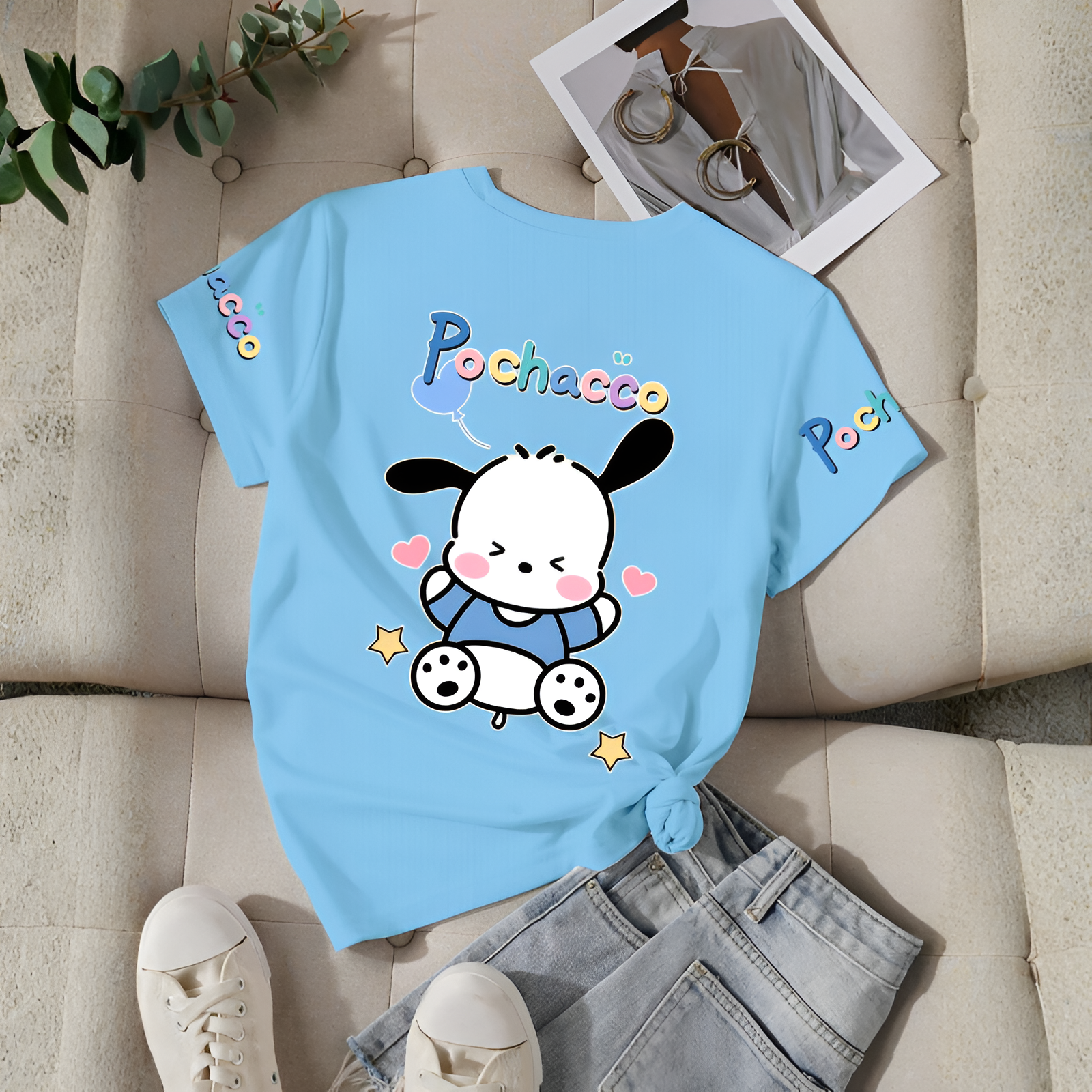 Pochacco Printed Short Sleeve T Shirt