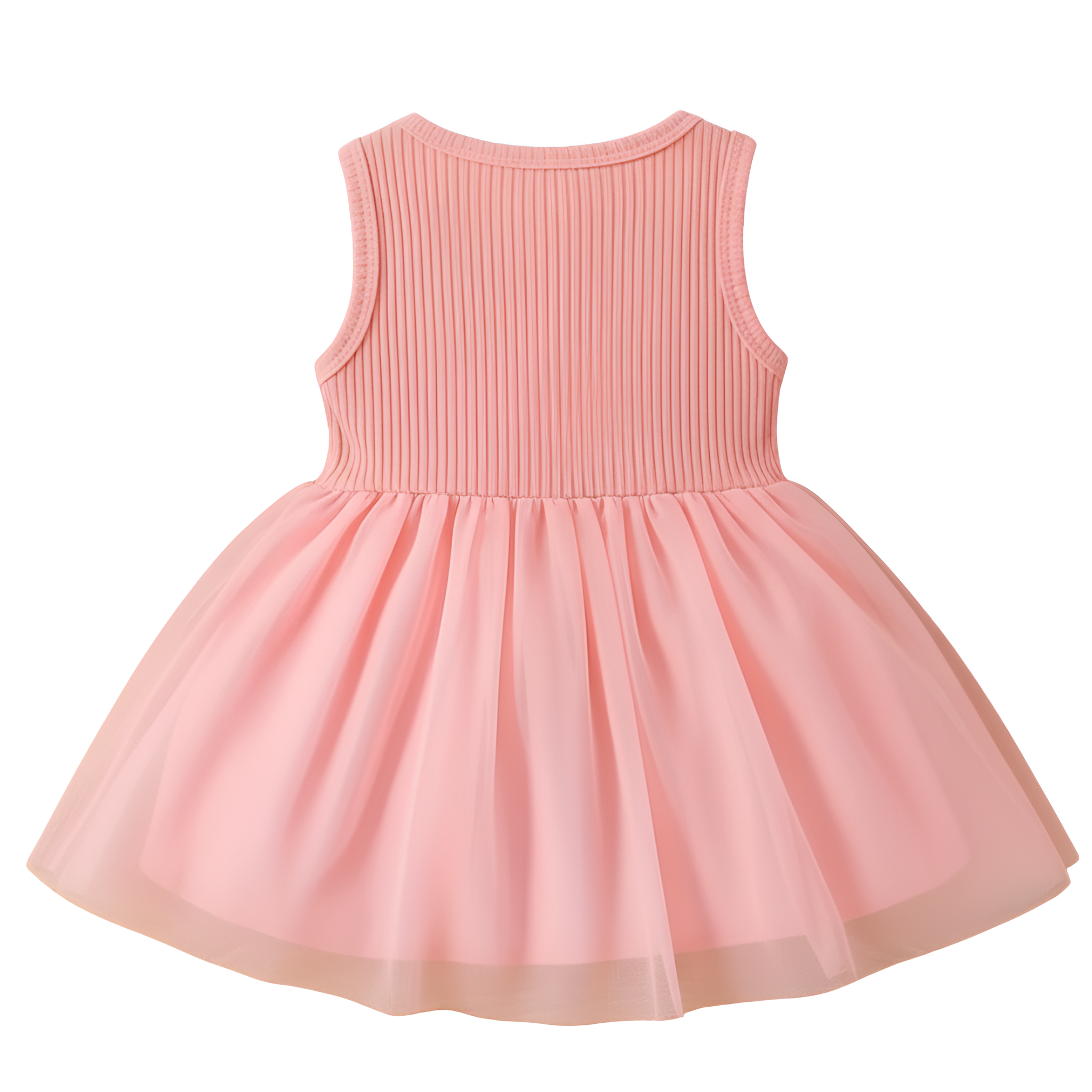 Summer Style Girl Round Neck Floral Waist Decor Vest Casual Dress