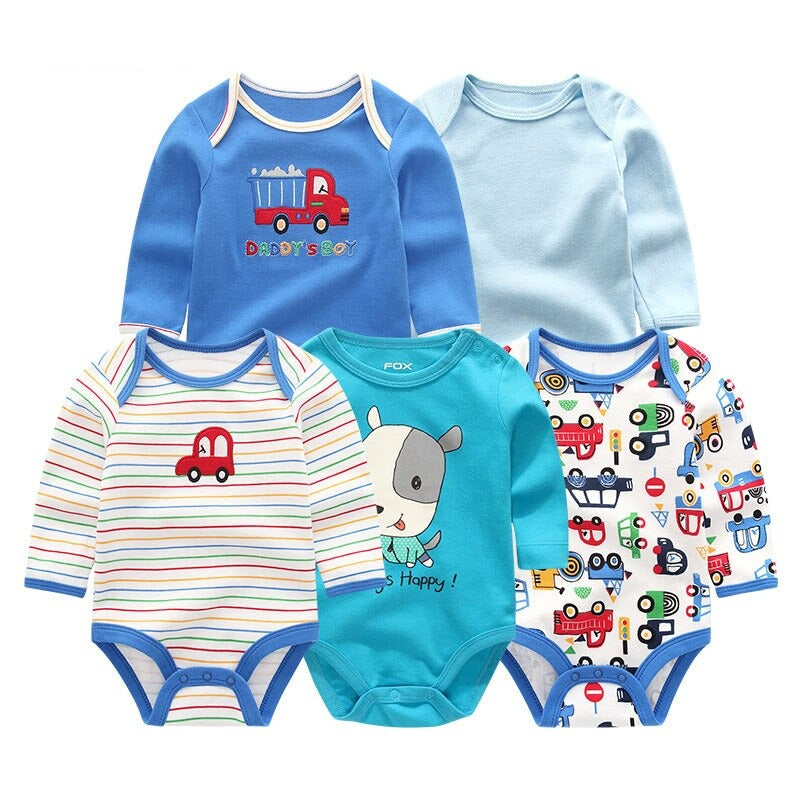 5 Pcs Cotton Toddler Bodysuits Set-Children Cloth Shop