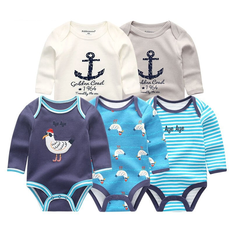 5 Pcs Cotton Toddler Bodysuits Set-Children Cloth Shop