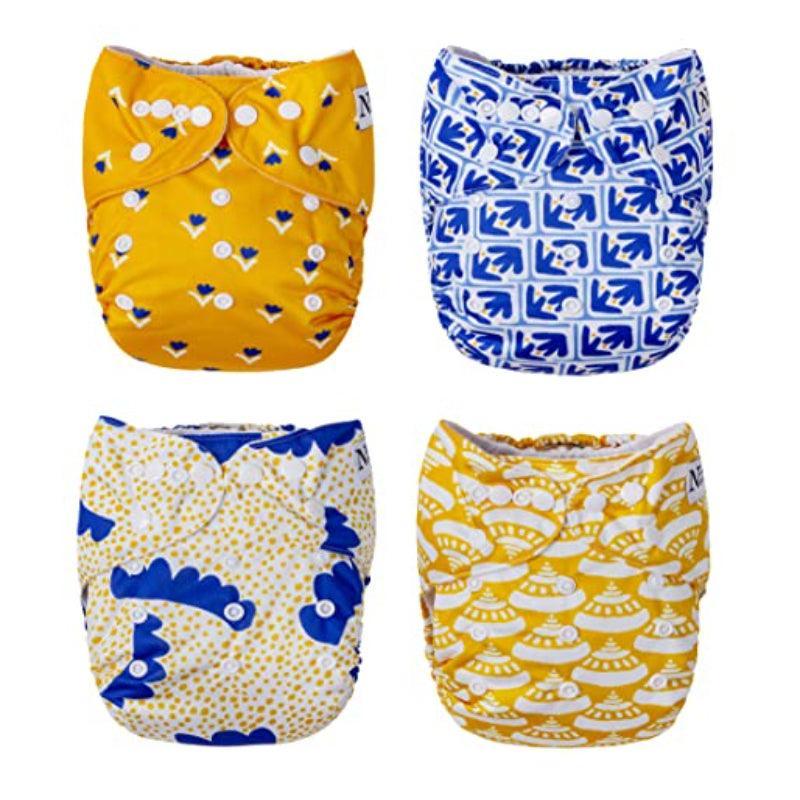 4 Pack Winter Cloth Pocket Diapers With 4 Bamboo Inserts For Baby Set-Children Cloth Shop