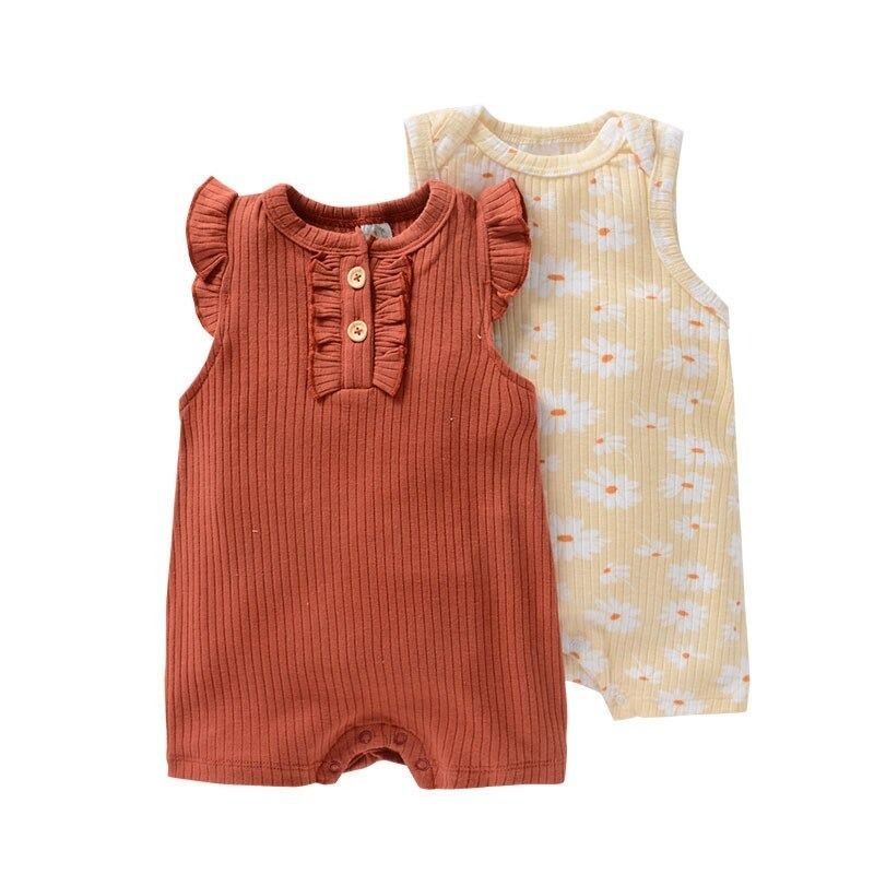 2Pcs Girl Baby's Sleeveless Romper Bodysuits-Children Cloth Shop