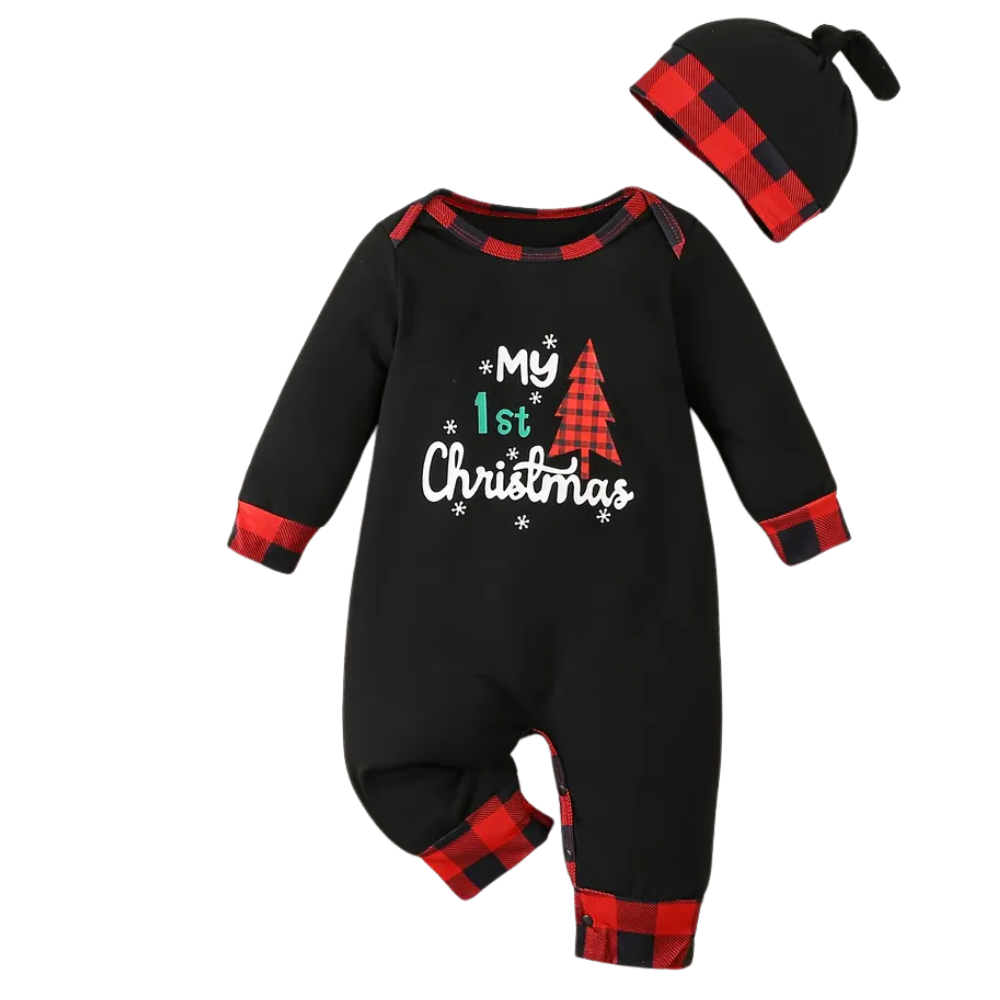 Newborn Baby Christmas Print Long Sleeve Romper