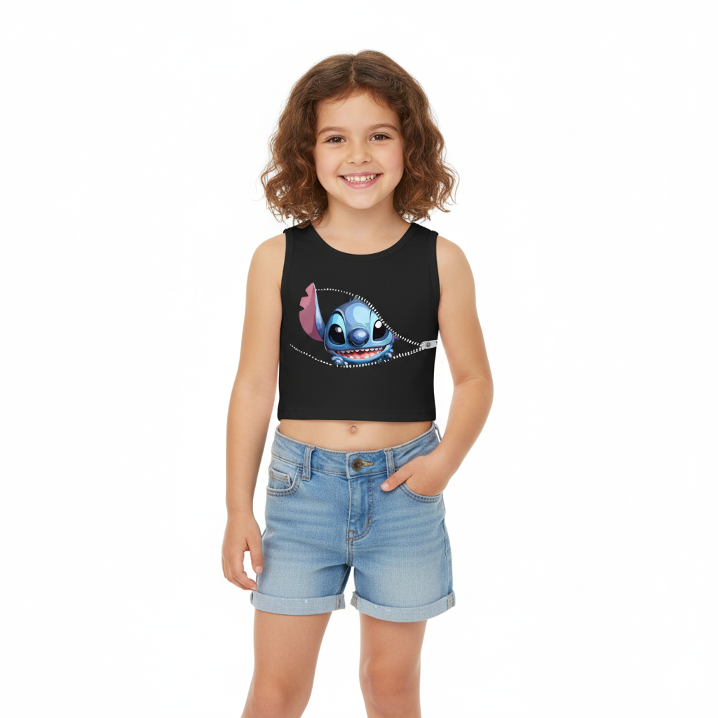 Girls Cartoon Print Sleeveless Tee