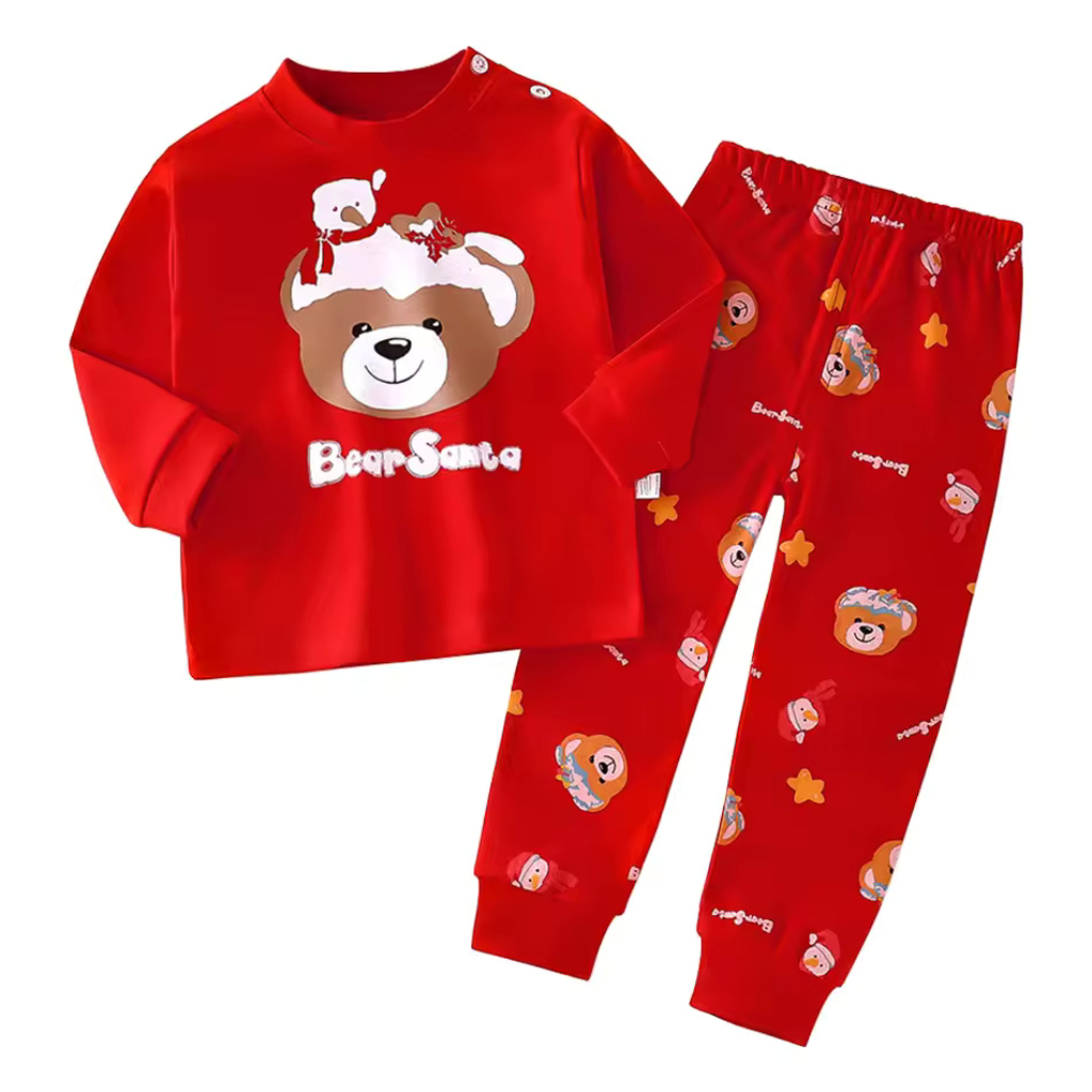 Kids Thermal Christmas Cotton Long Sleeve Pajama Set