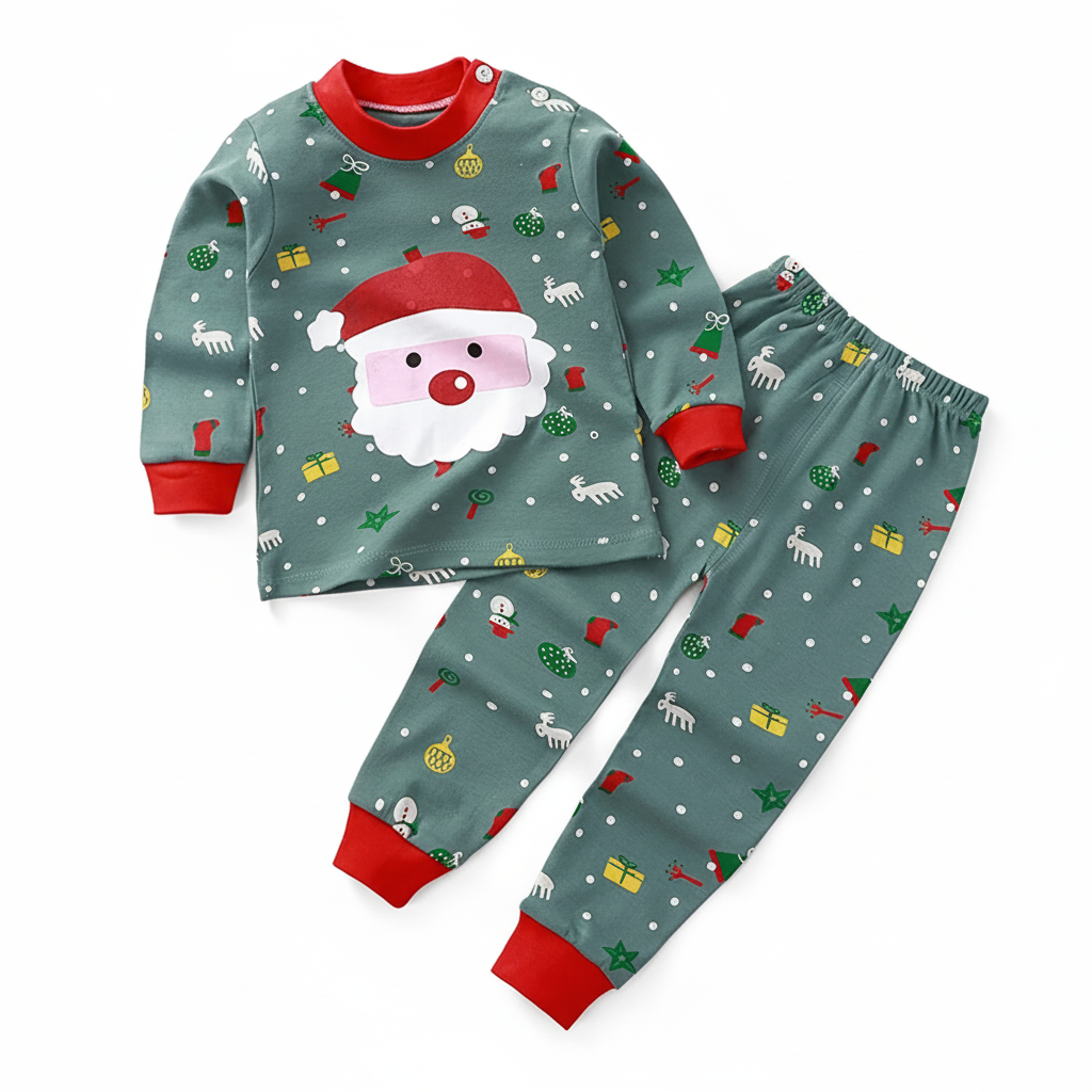 Kids Thermal Christmas Cotton Long Sleeve Pajama Set
