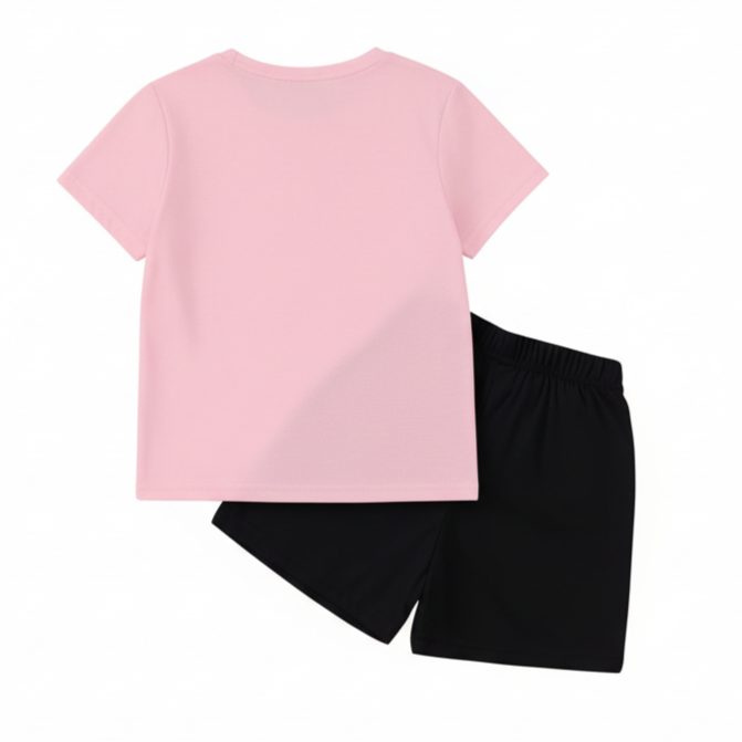 Hello Kitty Print Mesh T Shirt And Shorts 2 Piece Outfit Set For Girls