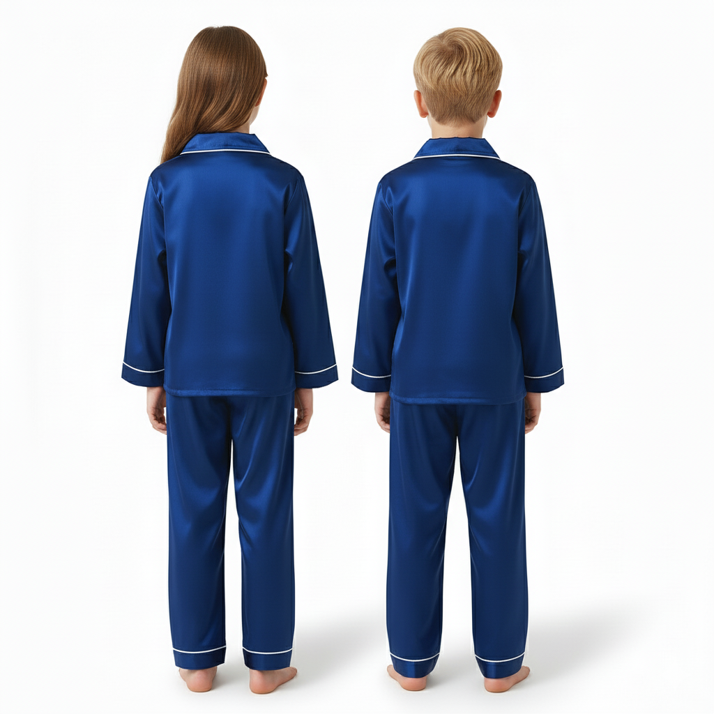 Soft Long Sleeve Satin Sleepwear Pajama Set For Kids