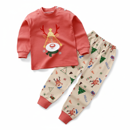 Kids Thermal Christmas Cotton Long Sleeve Pajama Set