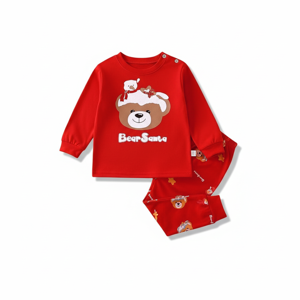Kids Thermal Christmas Cotton Long Sleeve Pajama Set