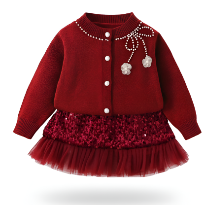 Long Sleeve Sweater And Skirt Set For Girls