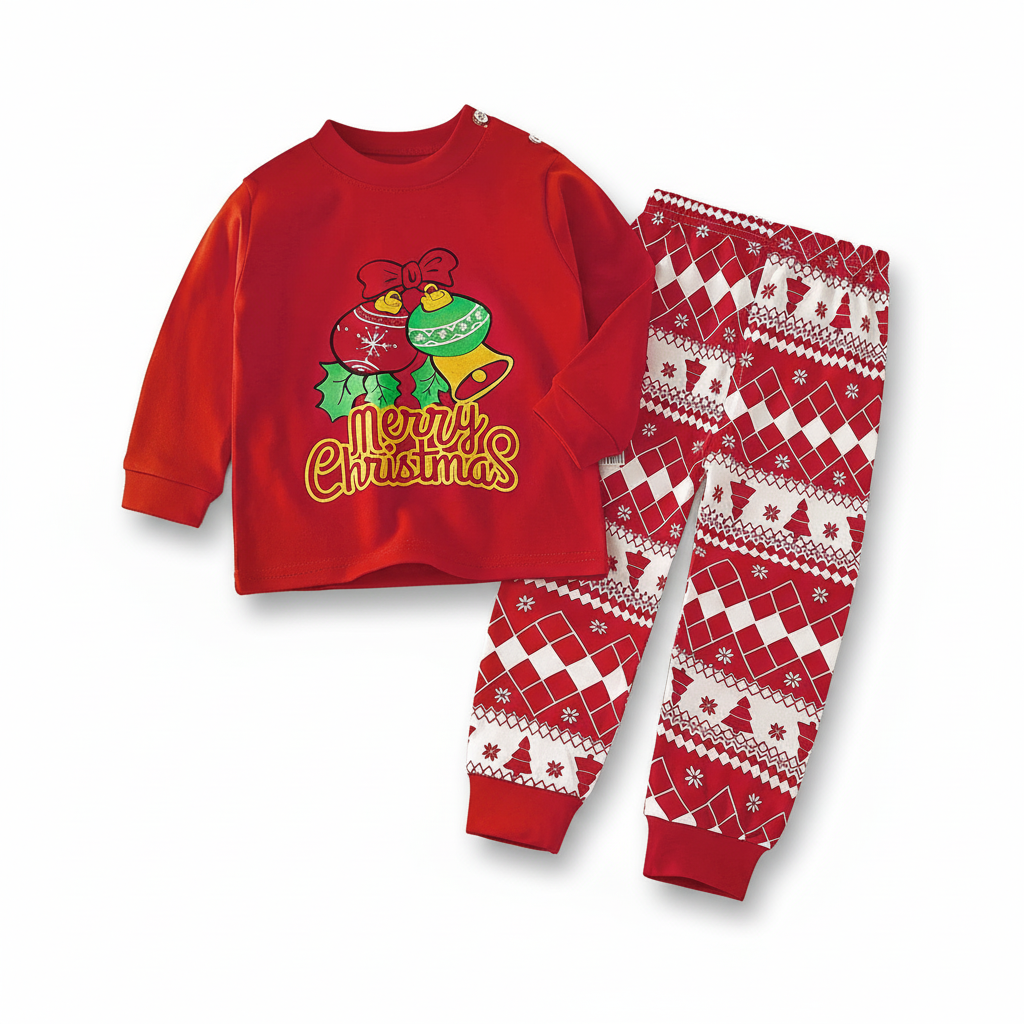 Kids Thermal Christmas Cotton Long Sleeve Pajama Set