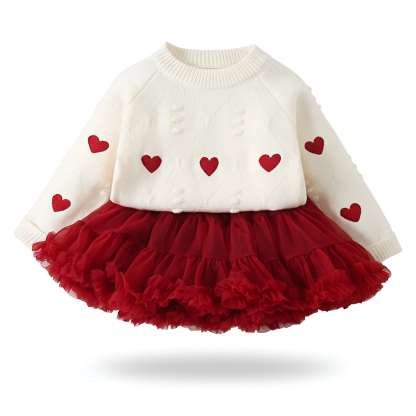 Long Sleeve Sweater And Skirt Set For Girls