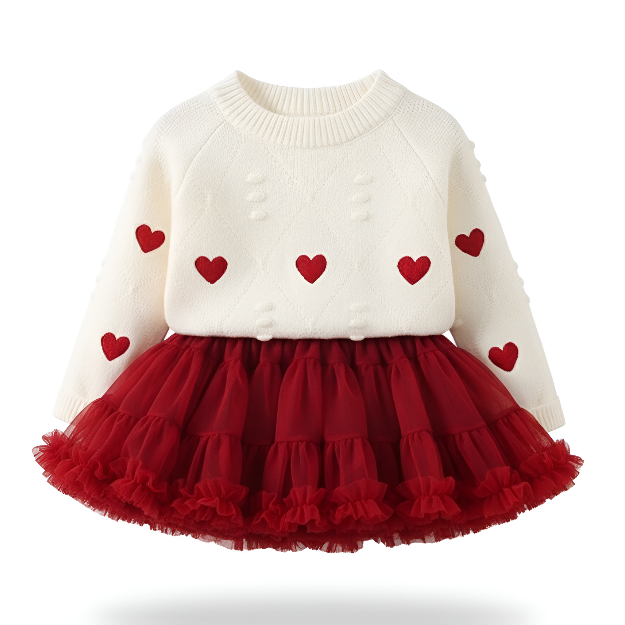 Knitted Cardigan And Skirt Set For Girls