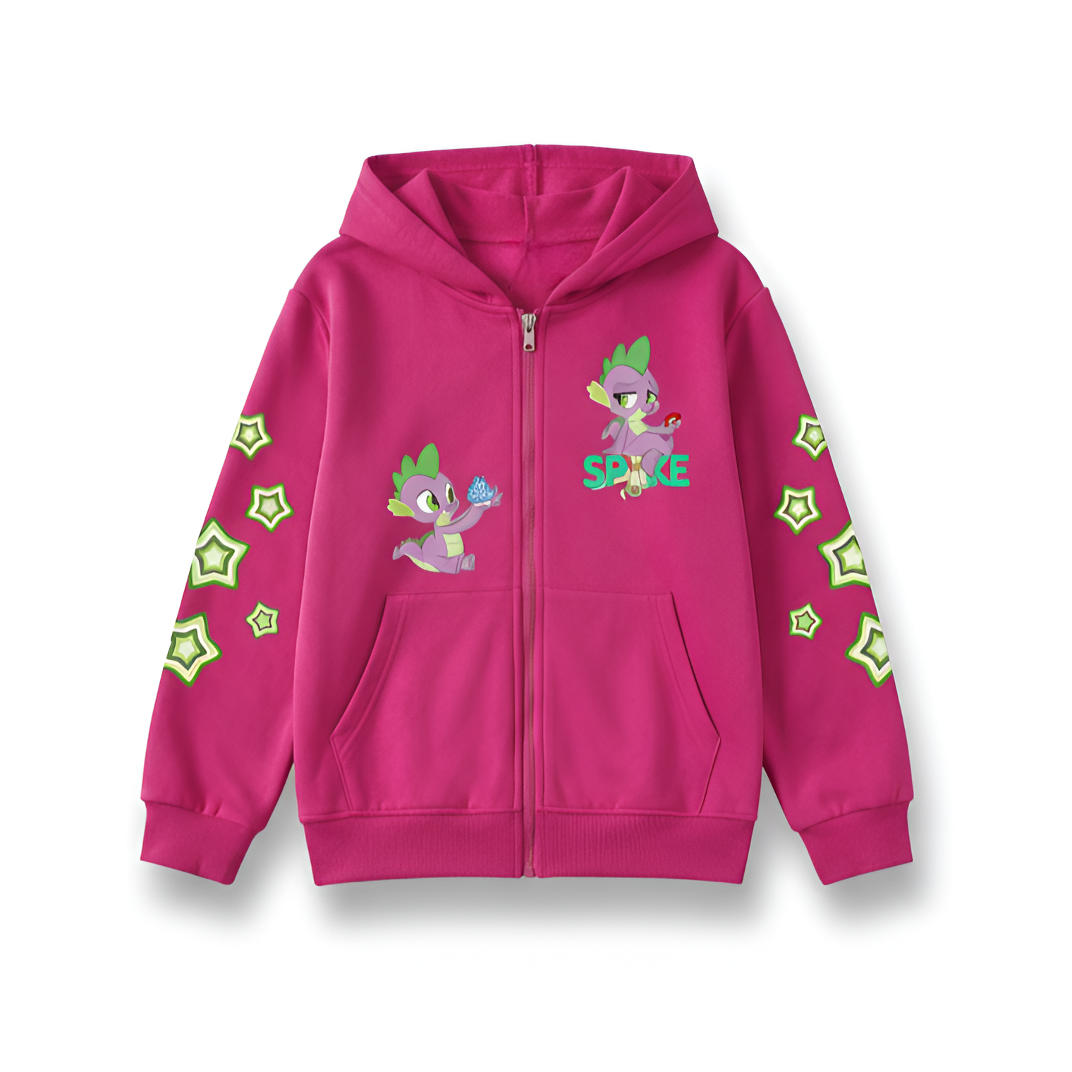 Spike Cartoon Graphic Print Zip Up Hoodie Jacket Fot Kids Winter Wear