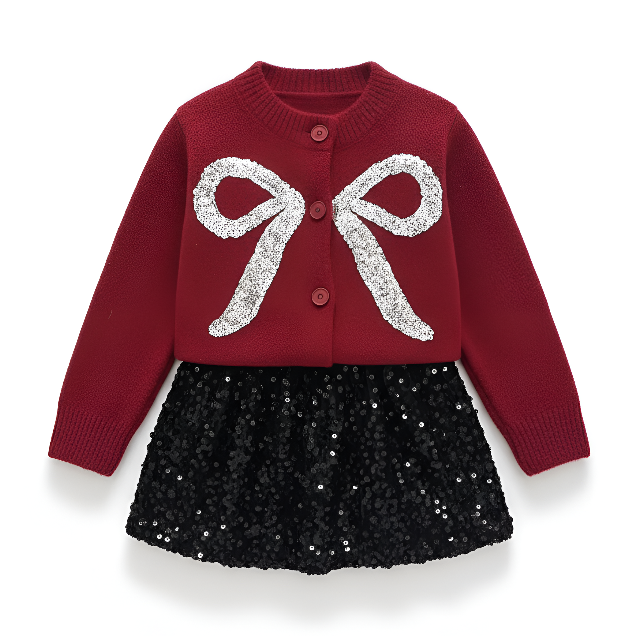 Long Sleeve Sweater And Skirt Set For Girls
