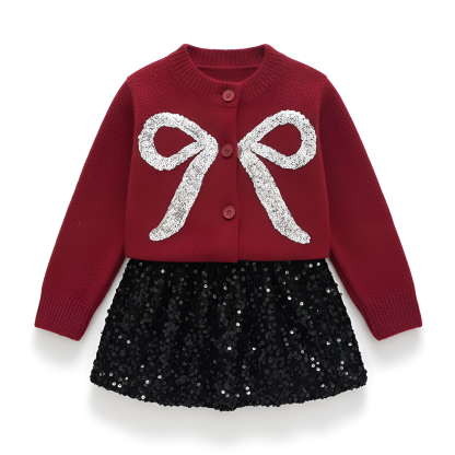 Long Sleeve Sweater And Skirt Set For Girls