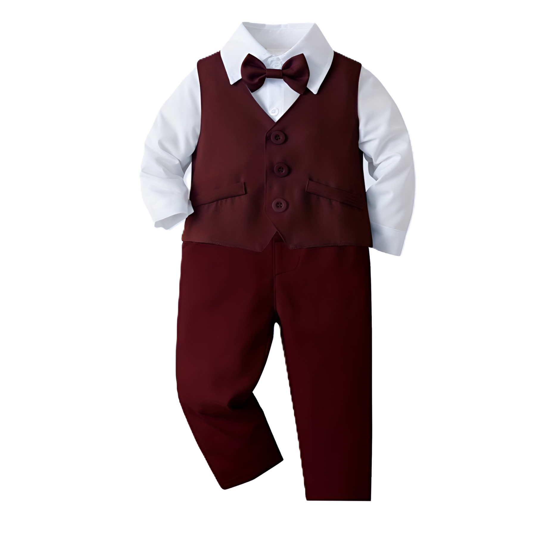Long Sleeve Shirt With Vest And Trousers Set For Boys