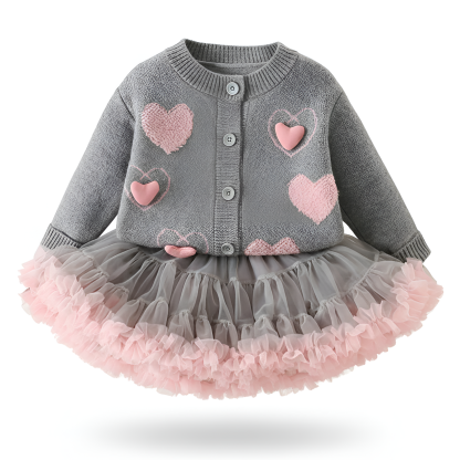 Long Sleeve Sweater And Skirt Set For Girls