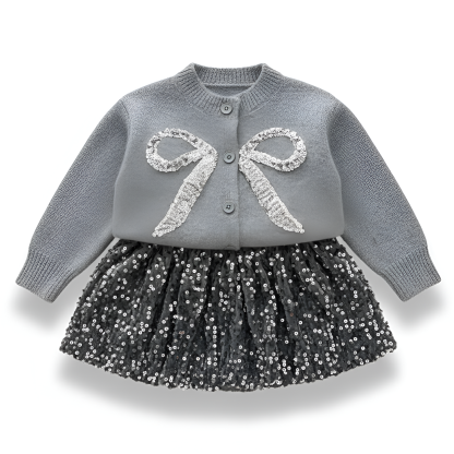 Long Sleeve Sweater And Skirt Set For Girls