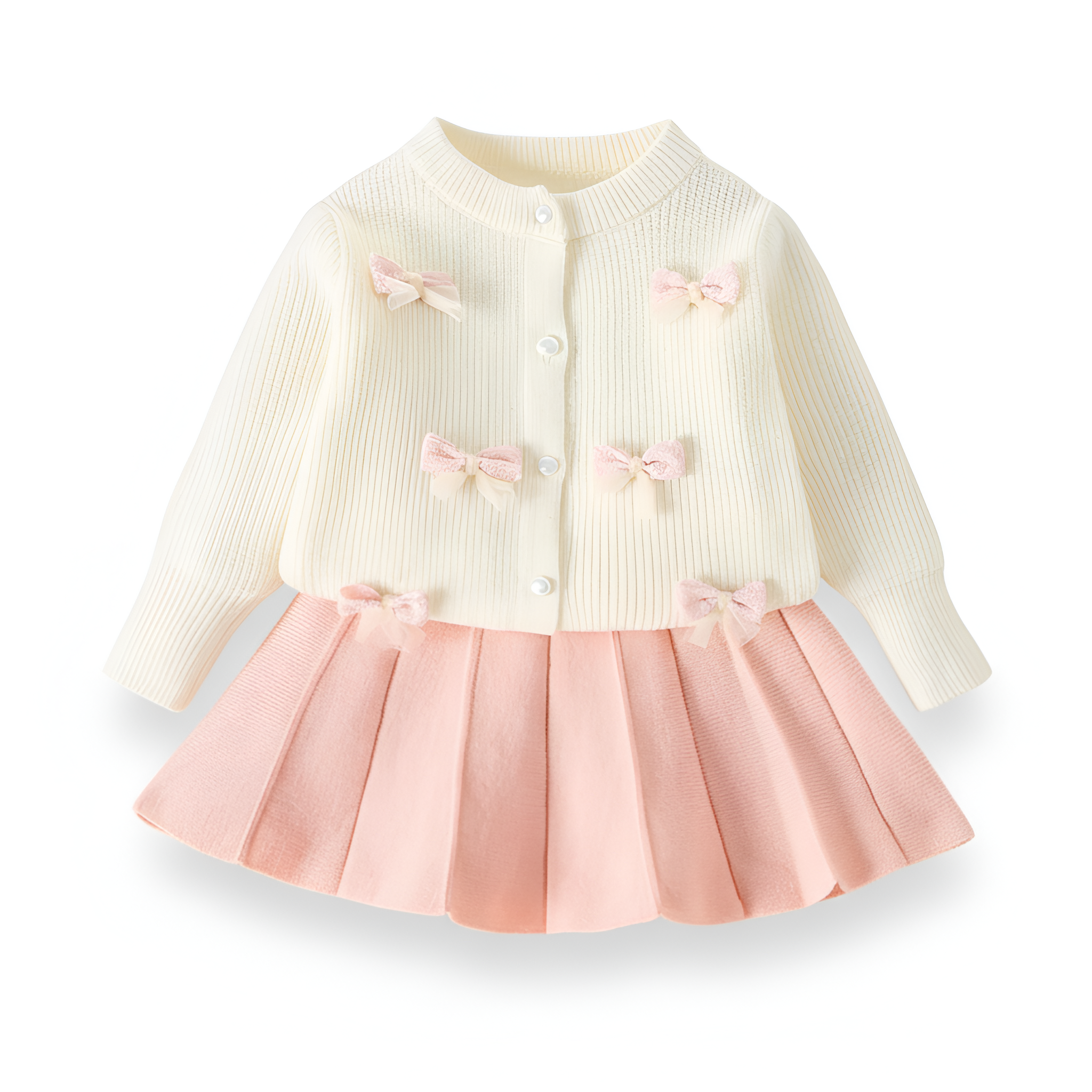 Knitted Cardigan And Skirt Set For Girls