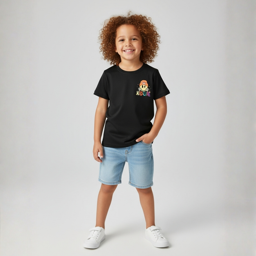 A Little Bit Drama Graphic Print With Cartoon Character T Shirt 