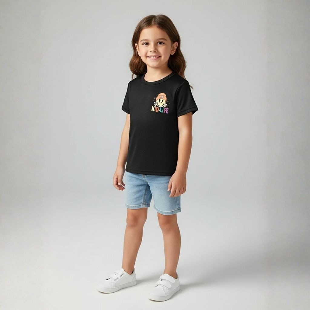 A Little Bit Drama Graphic Print With Cartoon Character T Shirt 