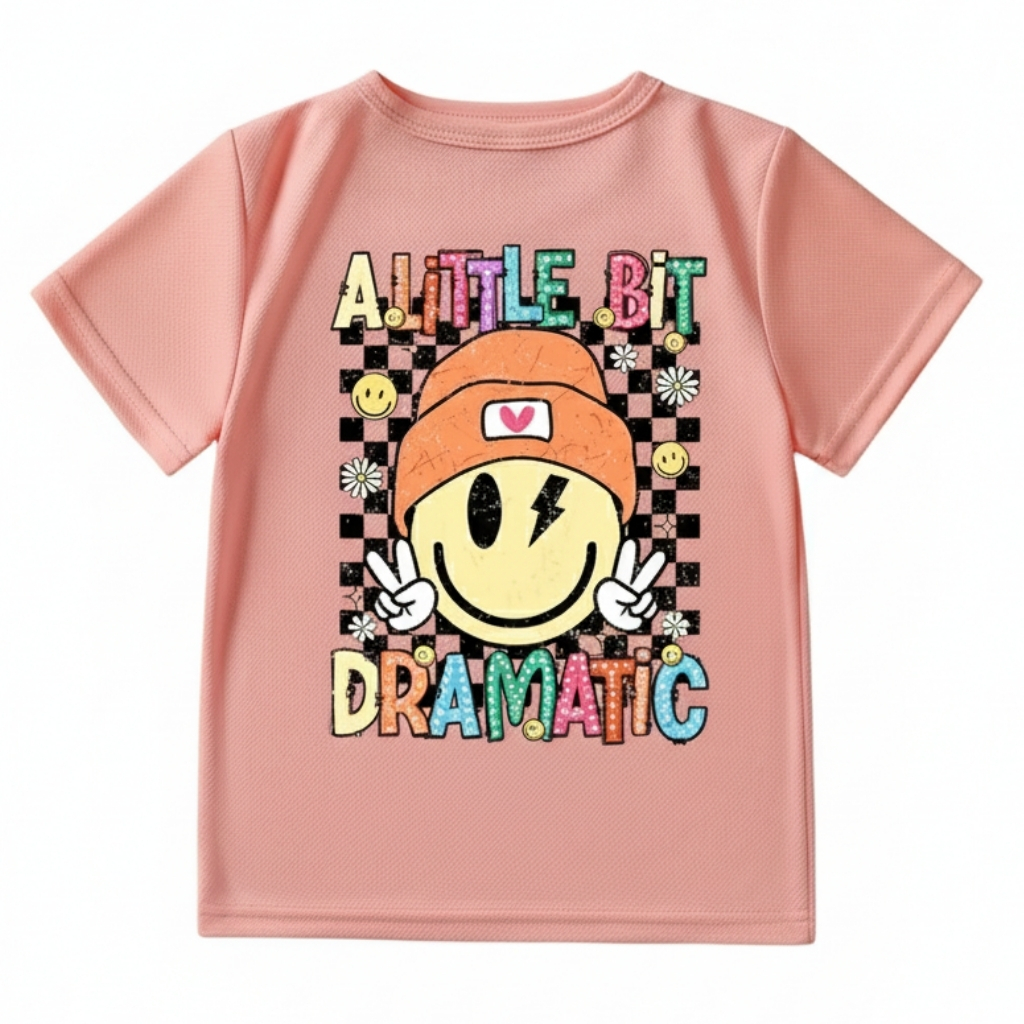 A Little Bit Drama Graphic Print With Cartoon Character T Shirt 
