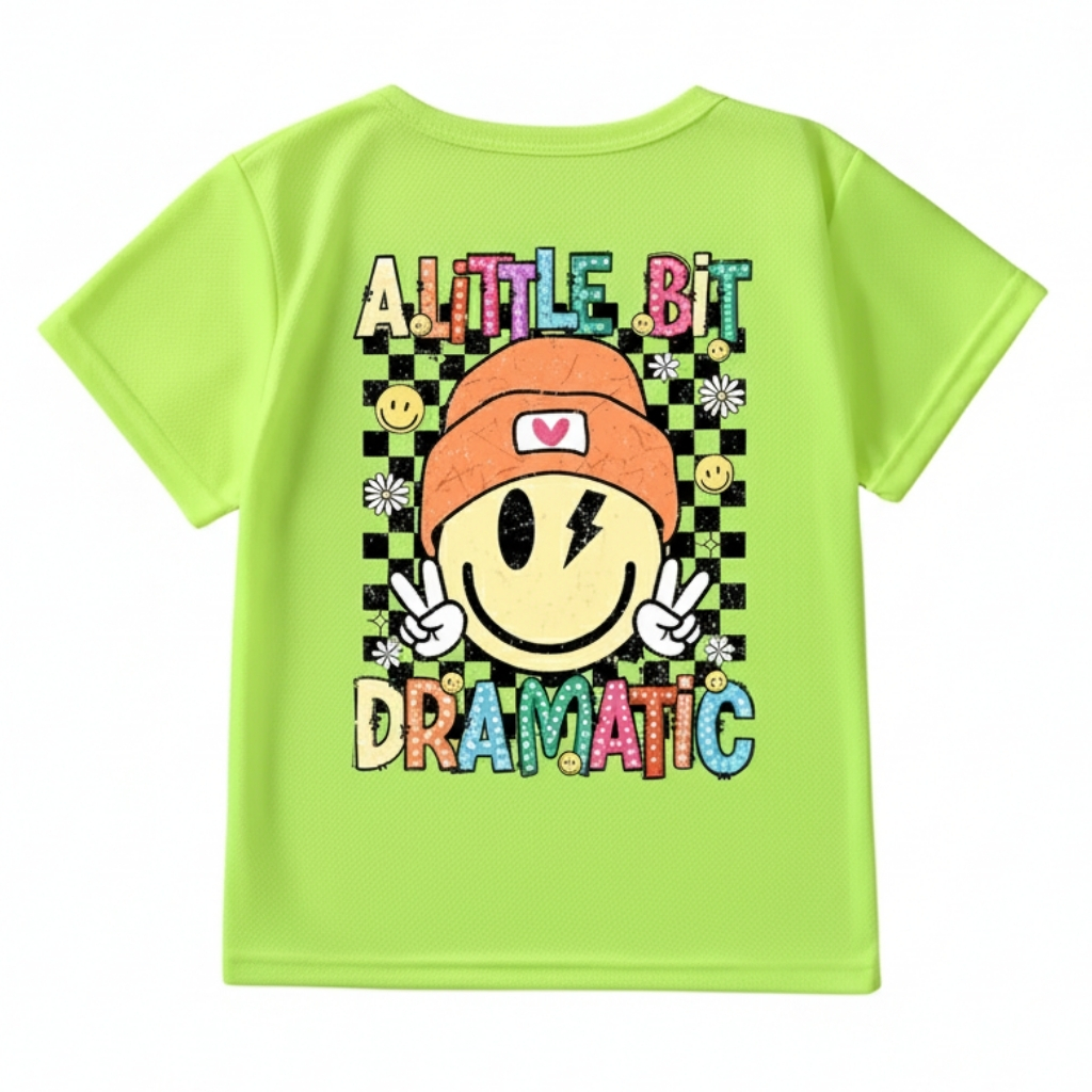 A Little Bit Drama Graphic Print With Cartoon Character T Shirt 