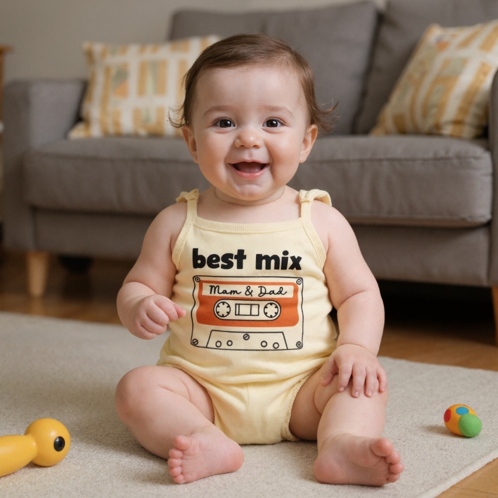 Best Mix Mom And Dad Baby Suspenders Romper