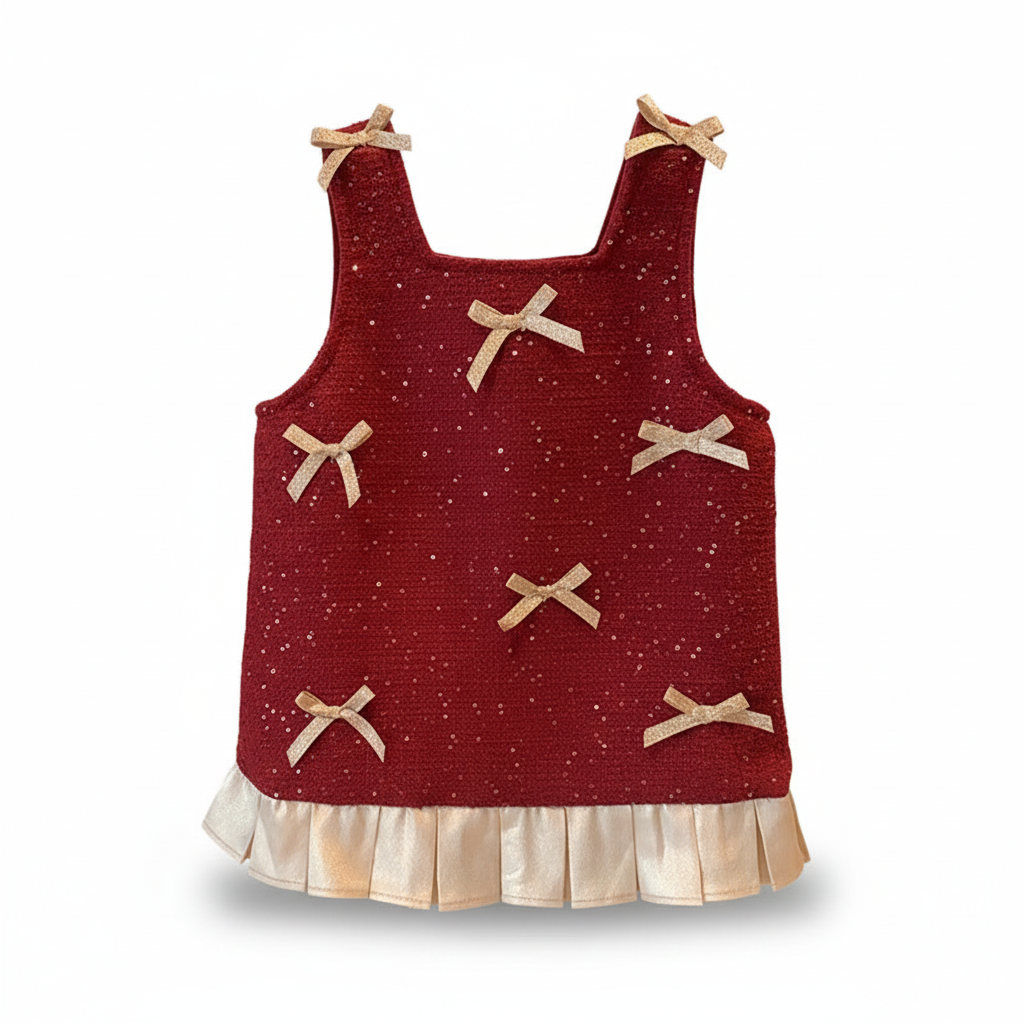 Autumn Bow Patchwork Girls Pinafore Dress
