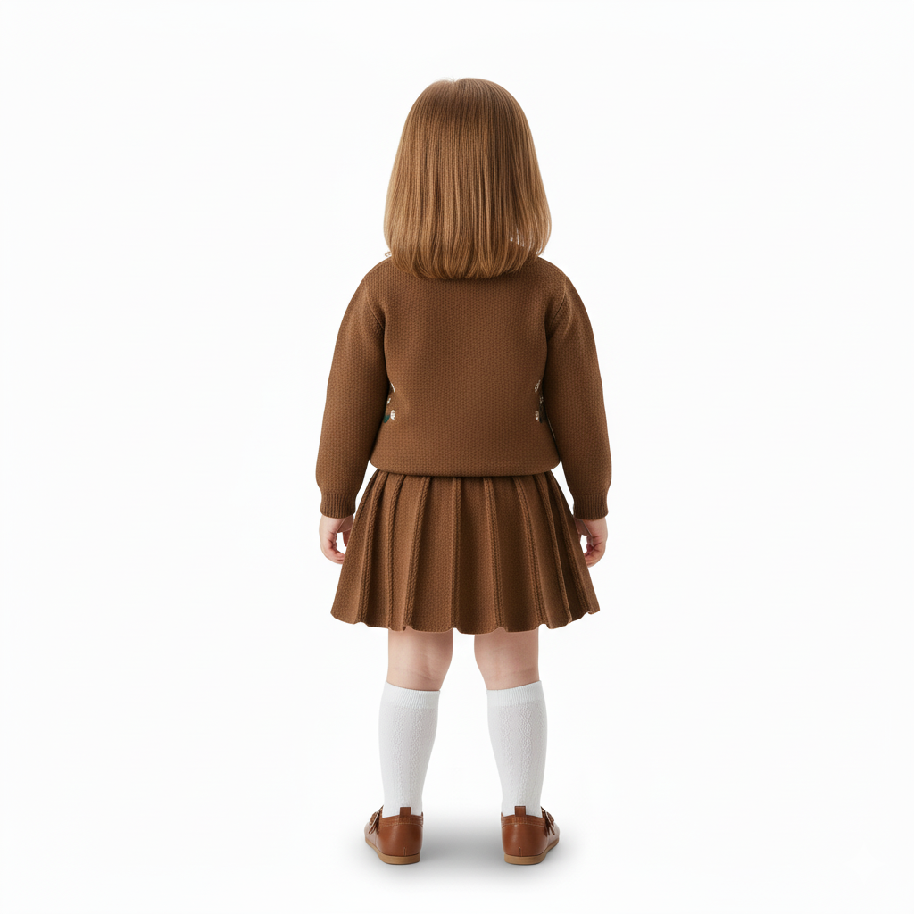 Knitted Cardigan And Skirt Set For Girls