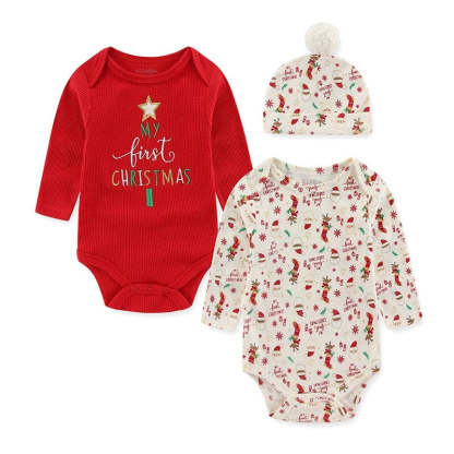 Baby Girl Cartoon Print Christmas Bodysuit-Children Cloth Shop