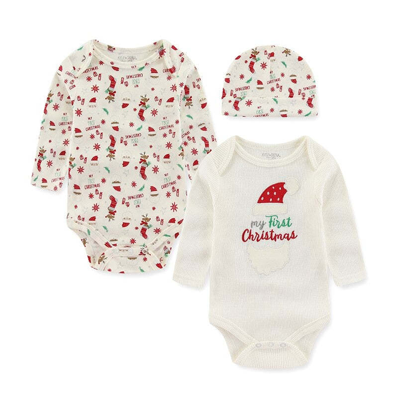 Baby Girl Cartoon Print Christmas Bodysuit-Children Cloth Shop