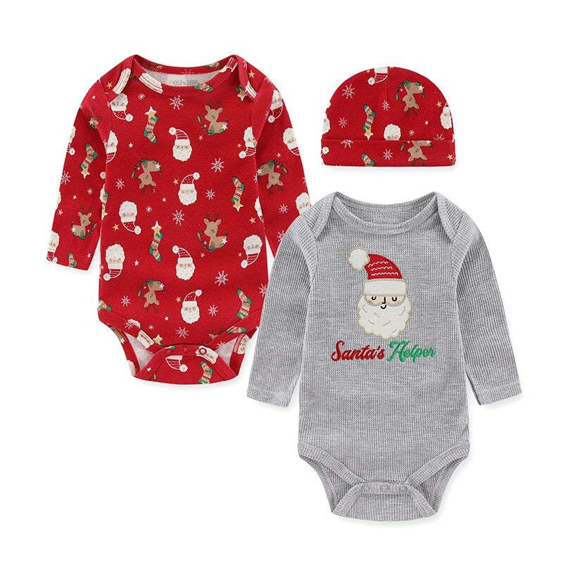Baby Girl Cartoon Print Christmas Bodysuit-Children Cloth Shop