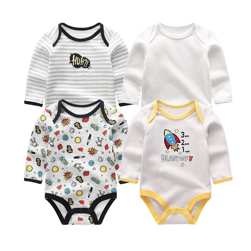 Long Sleeves Comfortable Baby Rompers (Pack Of 4)-Children Cloth Shop